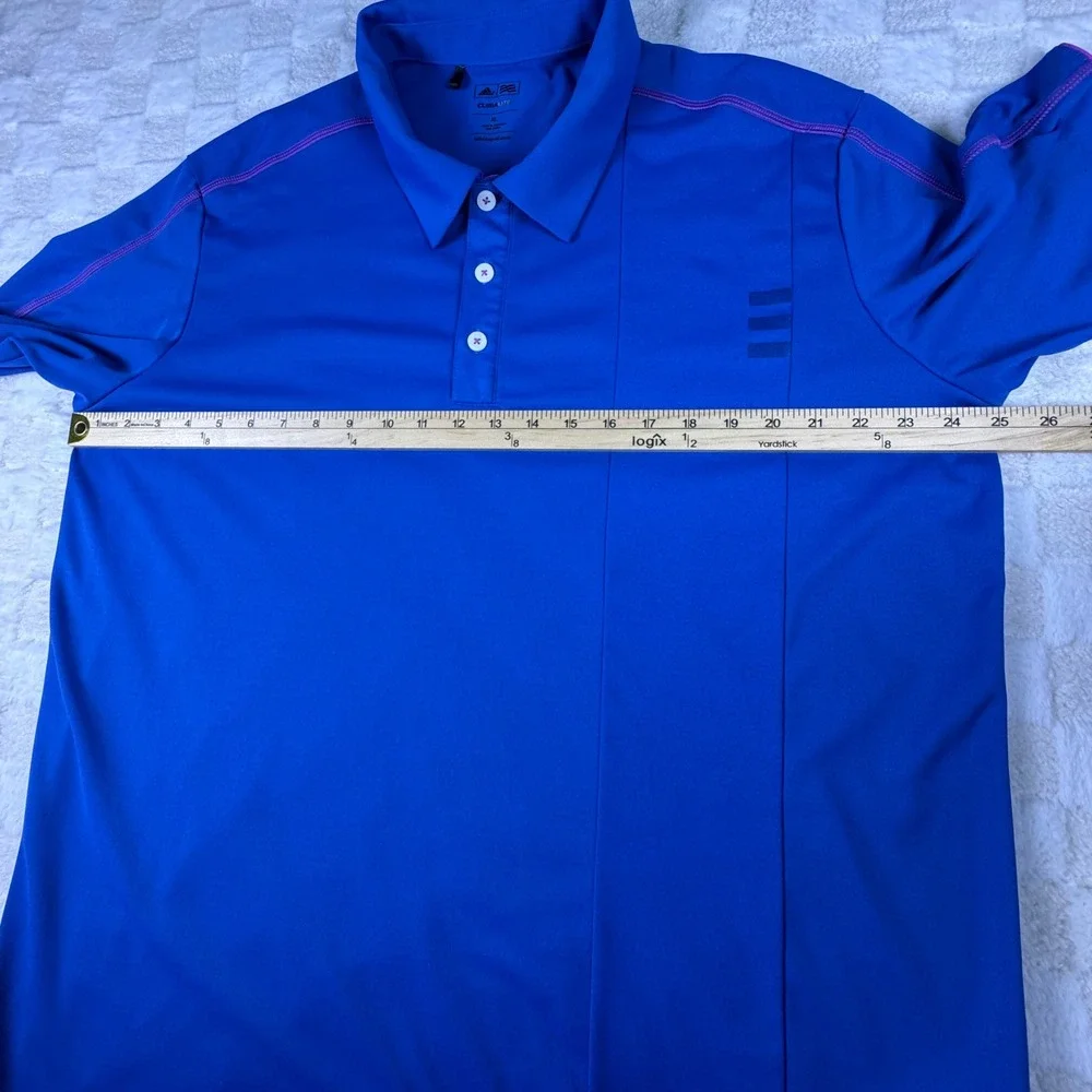 Adidas Golf ClimaLite Polo Shirt‎ Men's XL Blue Purple Trim Athletic